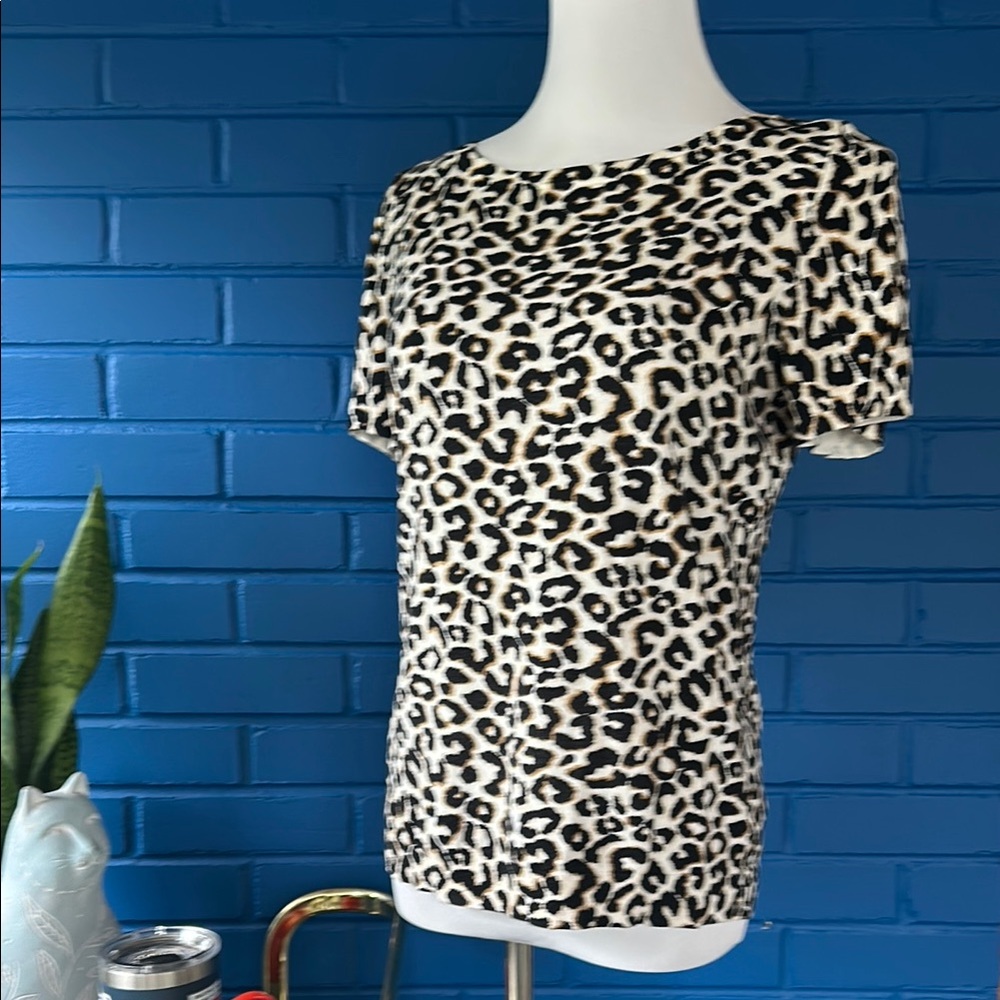Talbots Black and Cream Fitted Short Sleeve T-Shirt